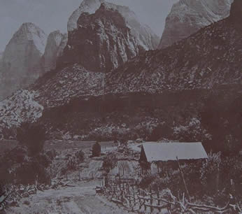 Old Photograph of the Crawfor Ranch in the Zion Canyon