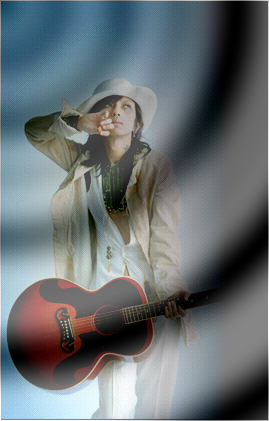 A photo of Kiyoharu and a guitar.